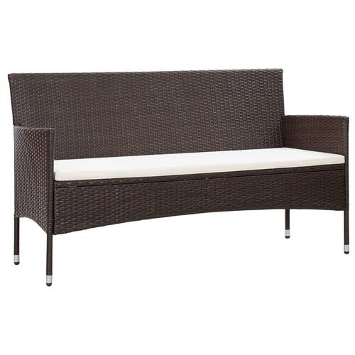 3-personers havesofa med hynder polyrattan brun