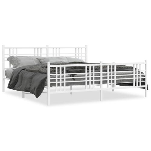 Sengeramme med sengegavl og fodgærde 183x213 cm metal hvid