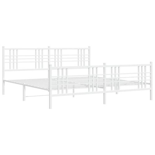 Sengeramme med sengegavl og fodgærde 183x213 cm metal hvid