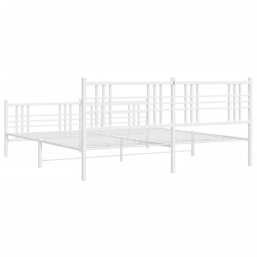 Sengeramme med sengegavl og fodgærde 183x213 cm metal hvid