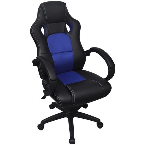 Gamerstol i blå kunstlæder