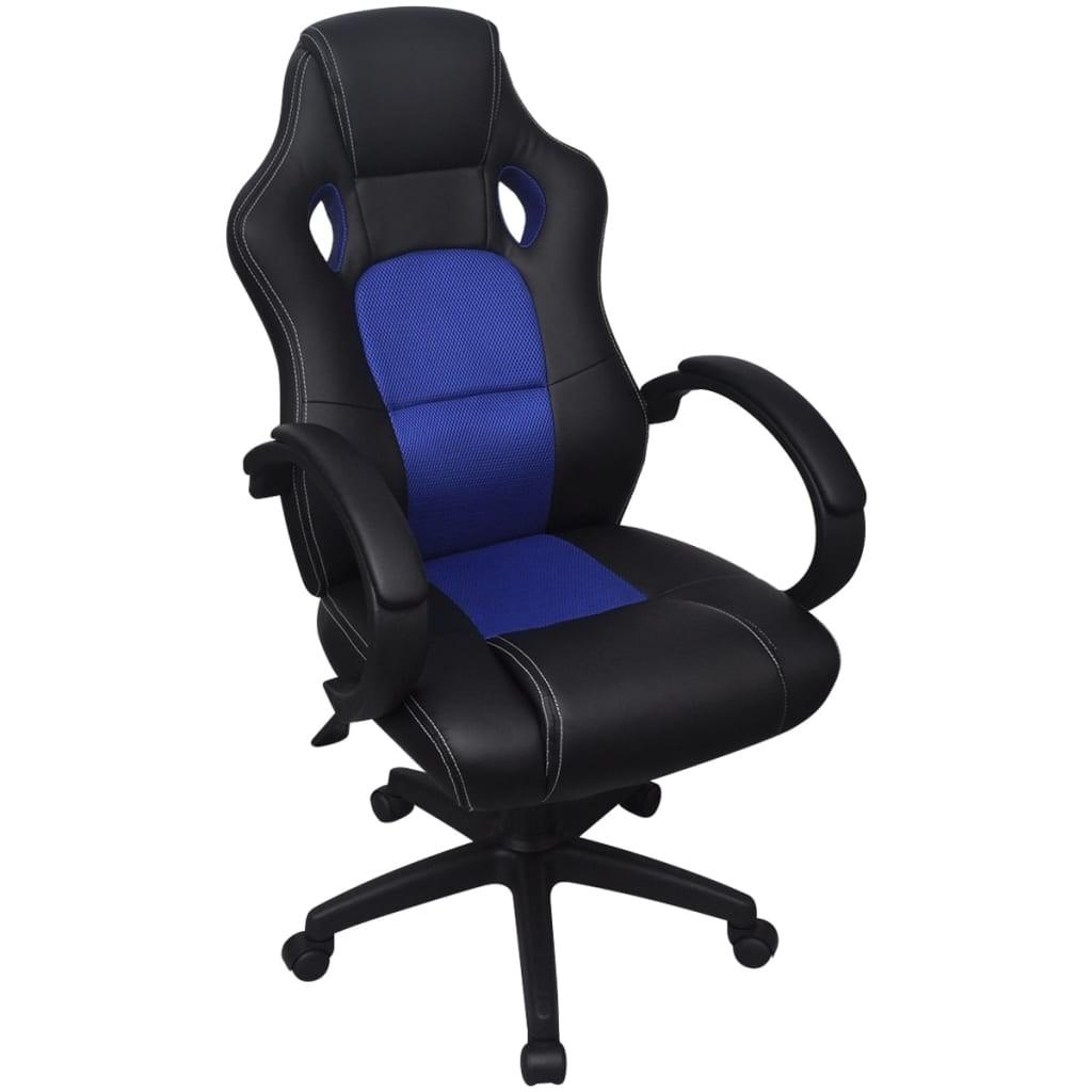 Gamerstol i blå kunstlæder