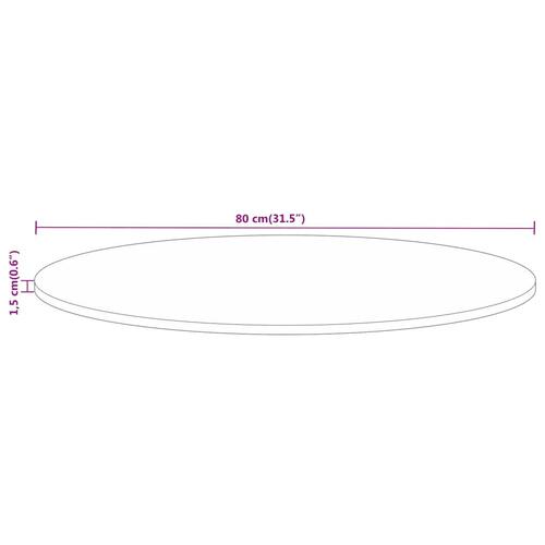 Bordplade Ø80x1,5 cm rund massivt ru mangotræ