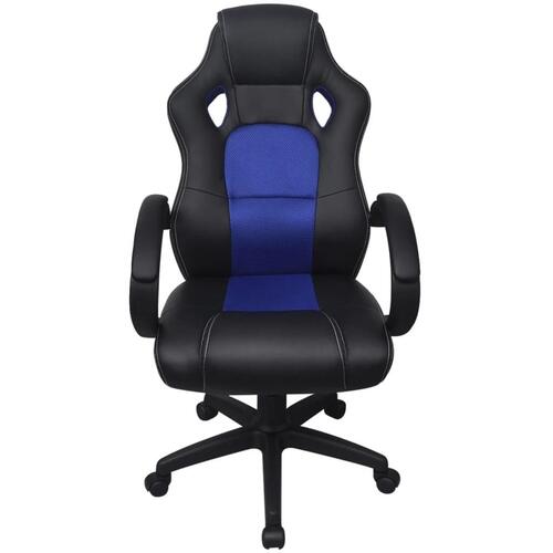 Gamerstol i blå kunstlæder
