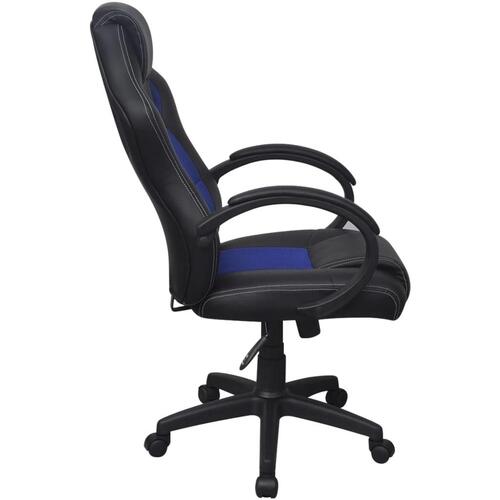 Gamerstol i blå kunstlæder