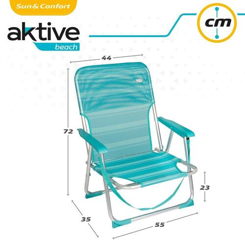 Strandstol Aktive Turkisblå 44 x 72 x 35 cm Aluminium Foldbar (4 enheder)