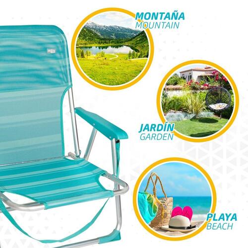 Strandstol Aktive Turkisblå 44 x 72 x 35 cm Aluminium Foldbar (4 enheder)