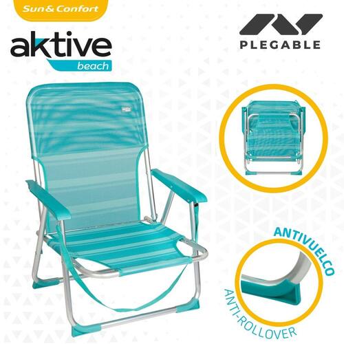 Strandstol Aktive Turkisblå 44 x 72 x 35 cm Aluminium Foldbar (4 enheder)