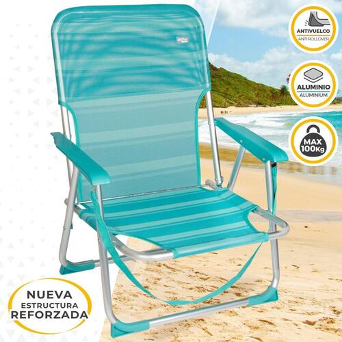 Strandstol Aktive Turkisblå 44 x 72 x 35 cm Aluminium Foldbar (4 enheder)