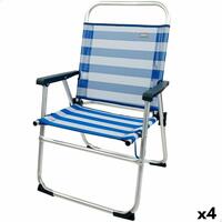 Strandstol Aktive Blå Hvid 48 x 88 x 50 cm Aluminium Foldbar (4 enheder)