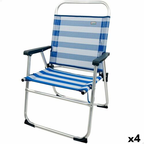 Strandstol Aktive Blå Hvid 48 x 88 x 50 cm Aluminium Foldbar (4 enheder)