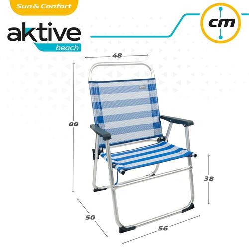 Strandstol Aktive Blå Hvid 48 x 88 x 50 cm Aluminium Foldbar (4 enheder)