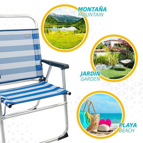 Strandstol Aktive Blå Hvid 48 x 88 x 50 cm Aluminium Foldbar (4 enheder)