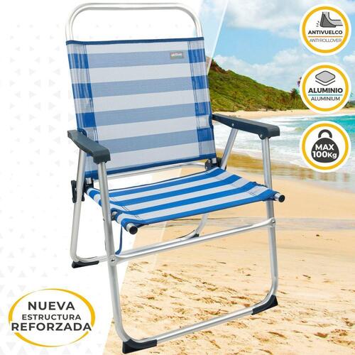 Strandstol Aktive Blå Hvid 48 x 88 x 50 cm Aluminium Foldbar (4 enheder)