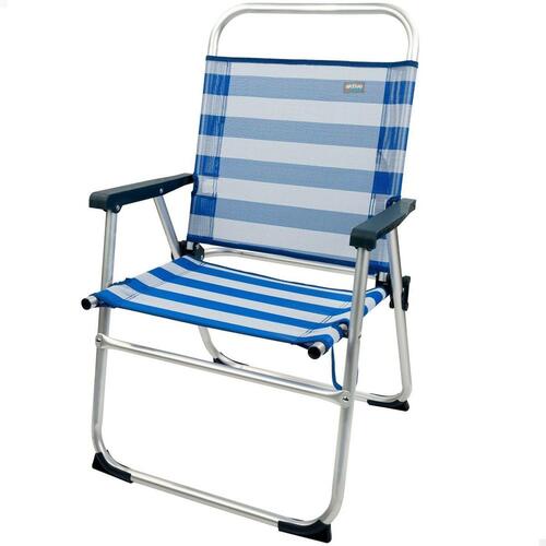 Strandstol Aktive Blå Hvid 48 x 88 x 50 cm Aluminium Foldbar (4 enheder)