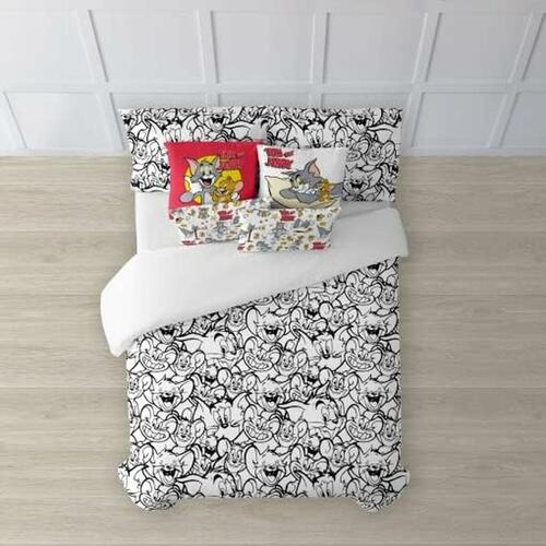 Nordisk cover Tom & Jerry B&W Hvid black 220 x 220 cm