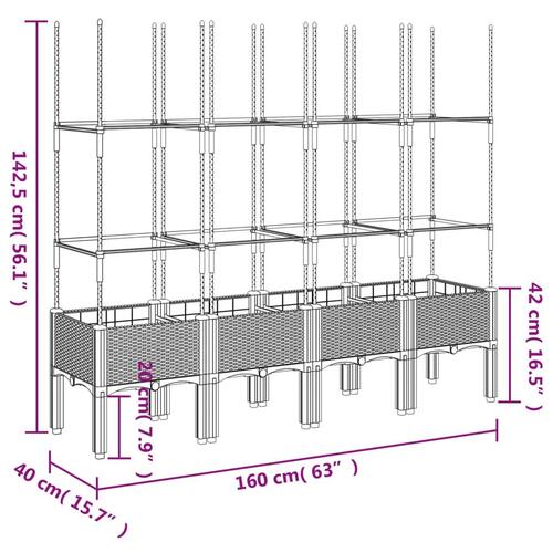 Plantekasse med espalier 160x40x142,5 cm PP brun