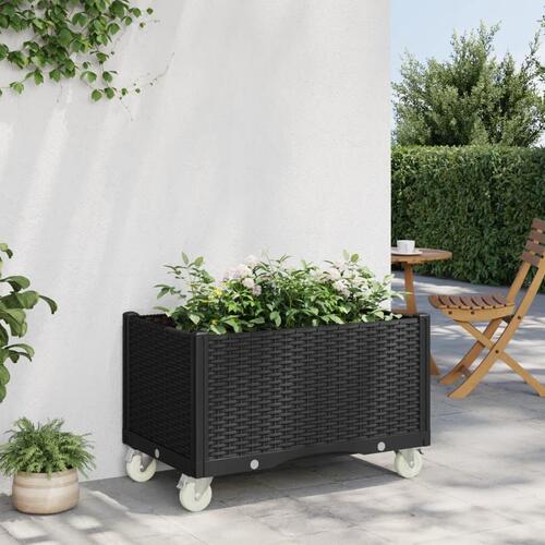 Plantekasse med hjul 80x50x54 cm PP sort