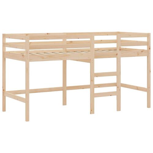 Højseng med gardiner 90x200 cm massivt fyrretræ blå