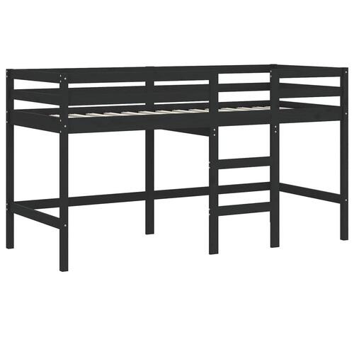 Højseng med gardiner 90x200 cm massivt fyrretræ blå