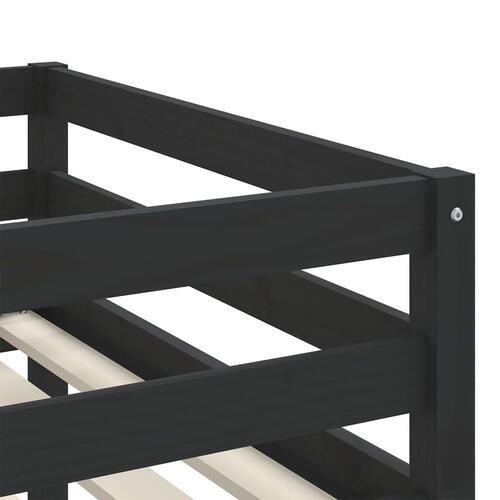 Højseng med gardiner 90x200 cm massivt fyrretræ blå