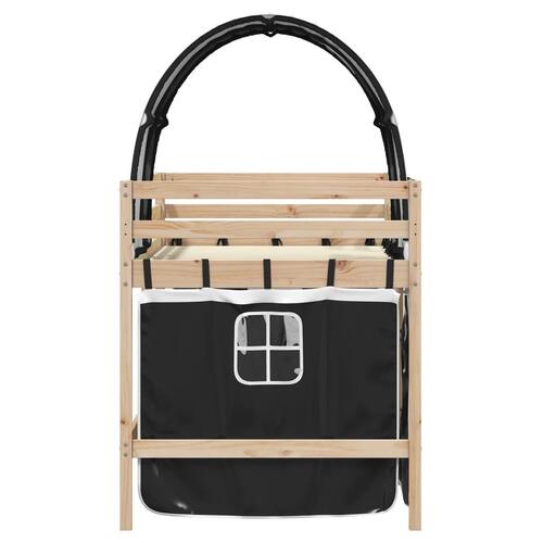 Højseng med tunnel 90x190 cm massivt fyrretræ hvid og sort