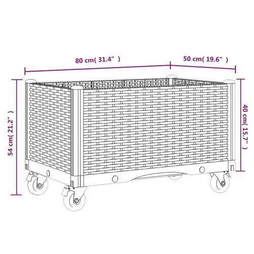 Plantekasse med hjul 80x50x54 cm PP hvid