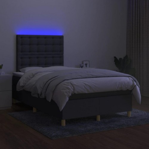 Kontinentalseng med LED-lys 120×190 cm - stof, mørkegrå