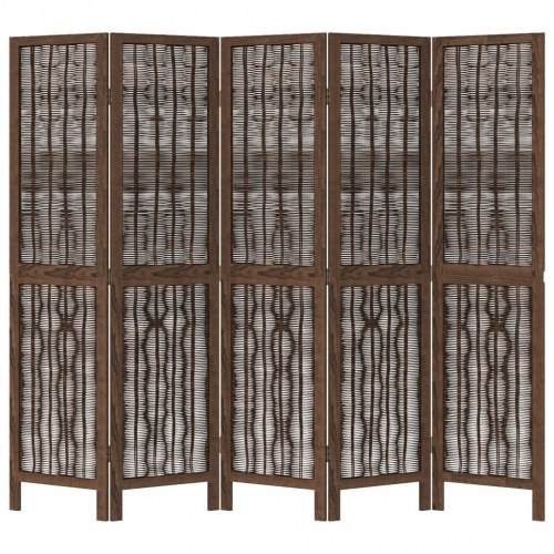 Rumdeler 5 paneler massivt kejsertræ mørkebrun