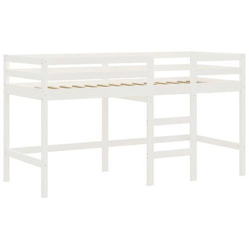 Højseng med gardiner 80x200 cm massivt fyrretræ blå