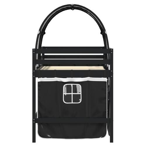 Højseng med tunnel 90x190 cm massivt fyrretræ hvid og sort