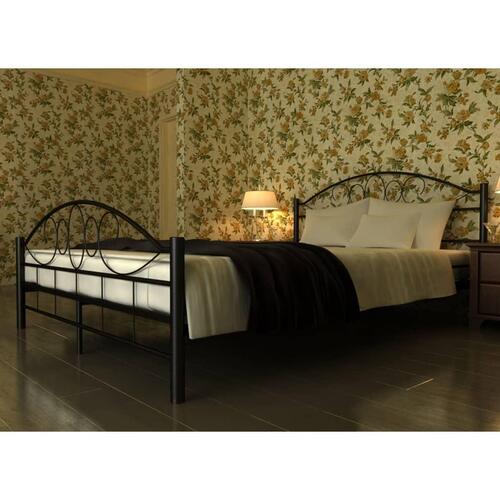 Seng med madras sort metal 180 x 200 cm