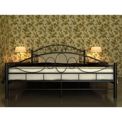 Seng med madras sort metal 180 x 200 cm