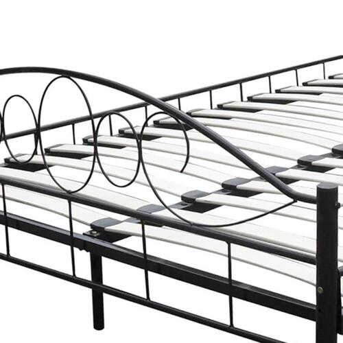 Seng med madras sort metal 180 x 200 cm