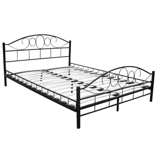 Seng med madras sort metal 180 x 200 cm