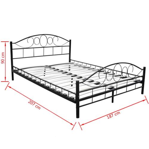 Seng med madras sort metal 180 x 200 cm