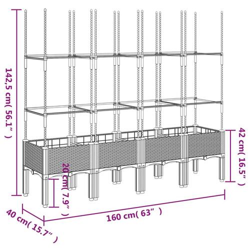 Plantekasse med espalier 160x40x142,5 cm PP sort
