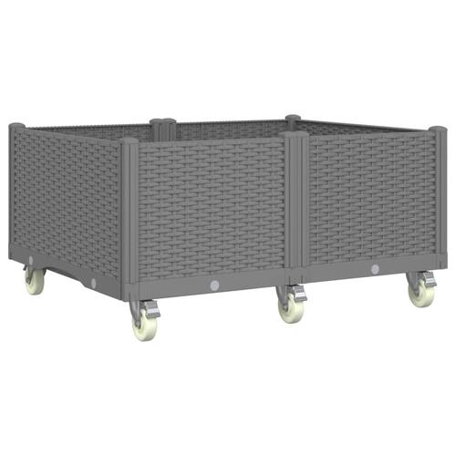 Plantekasse med hjul 100x80x54 cm PP lysegrå
