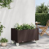 Plantekasse med hjul 80x50x54 cm PP brun