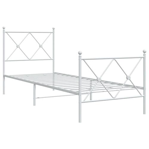Sengeramme med sengegavl og fodgærde 75x190 cm metal hvid