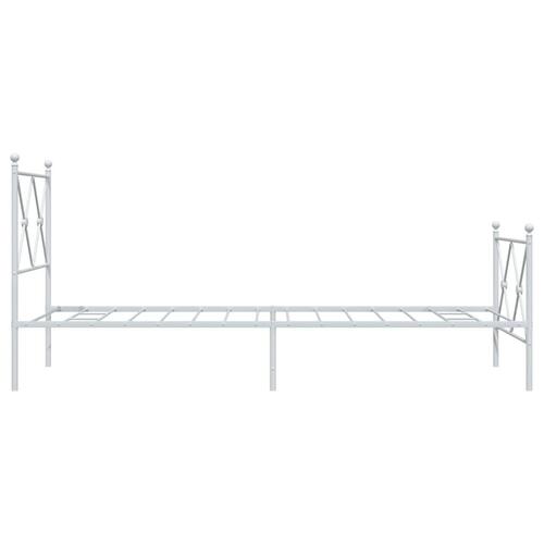 Sengeramme med sengegavl og fodgærde 75x190 cm metal hvid