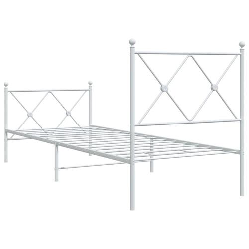 Sengeramme med sengegavl og fodgærde 75x190 cm metal hvid