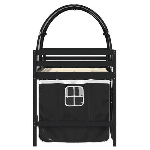 Højseng med tunnel 80x200 cm massivt fyrretræ hvid og sort