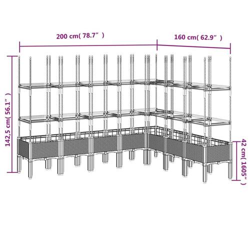 Plantekasse med espalier 200x160x142,5 cm PP hvid