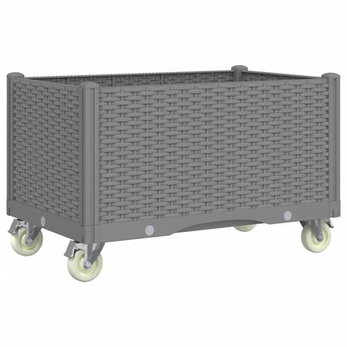 Plantekasse med hjul 80x50x54 cm PP lysegrå