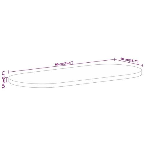 Bordplade 90x40x3,8 cm oval massivt mangotræ