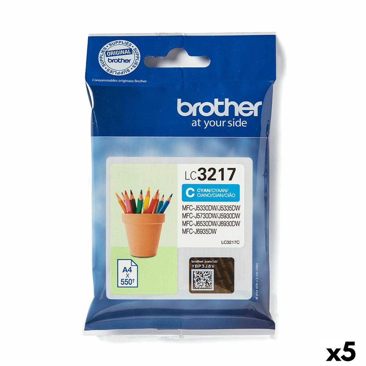 Brother LC3217 cyan - original blækpatron, 5-pak