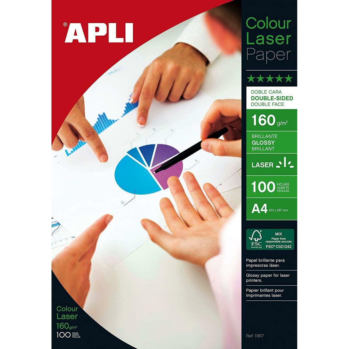 Apli Glossy fotopapir A4 160 g/m² - 100 ark, dobbeltsidet