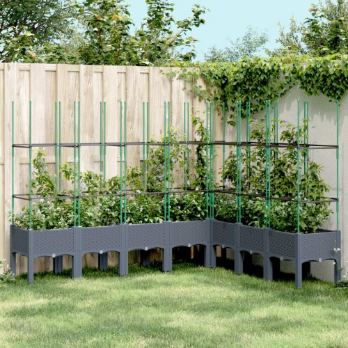 Plantekasse med espalier 200x160x142,5 cm PP blågrå