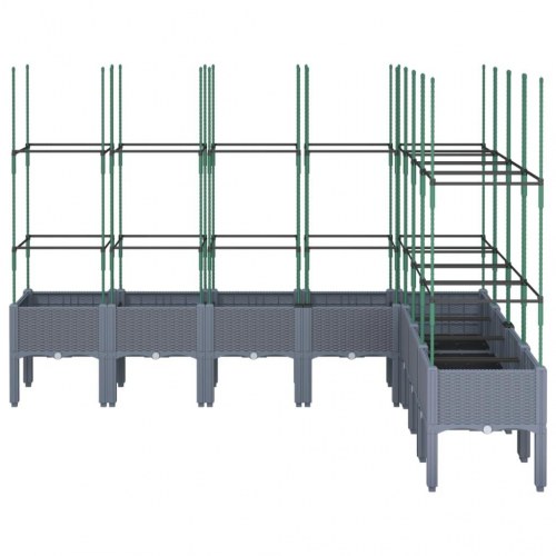 Plantekasse med espalier 200x160x142,5 cm PP blågrå